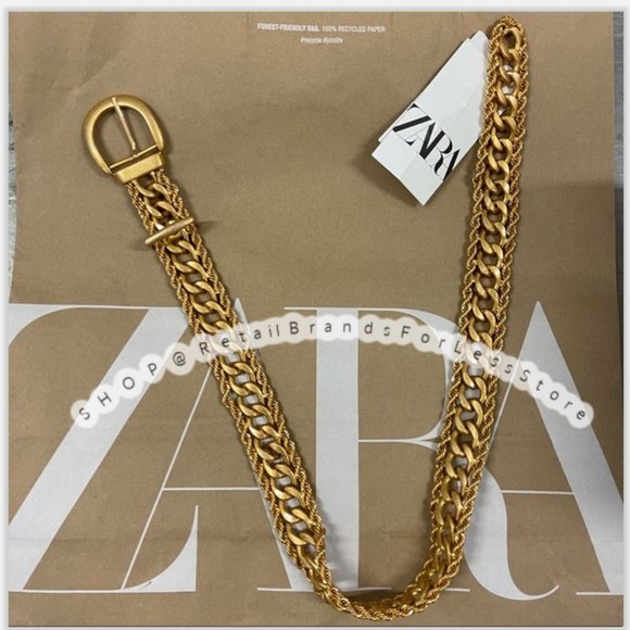ZARA METALLIC GOLD LINK METAL CHAIN BELT main image 8